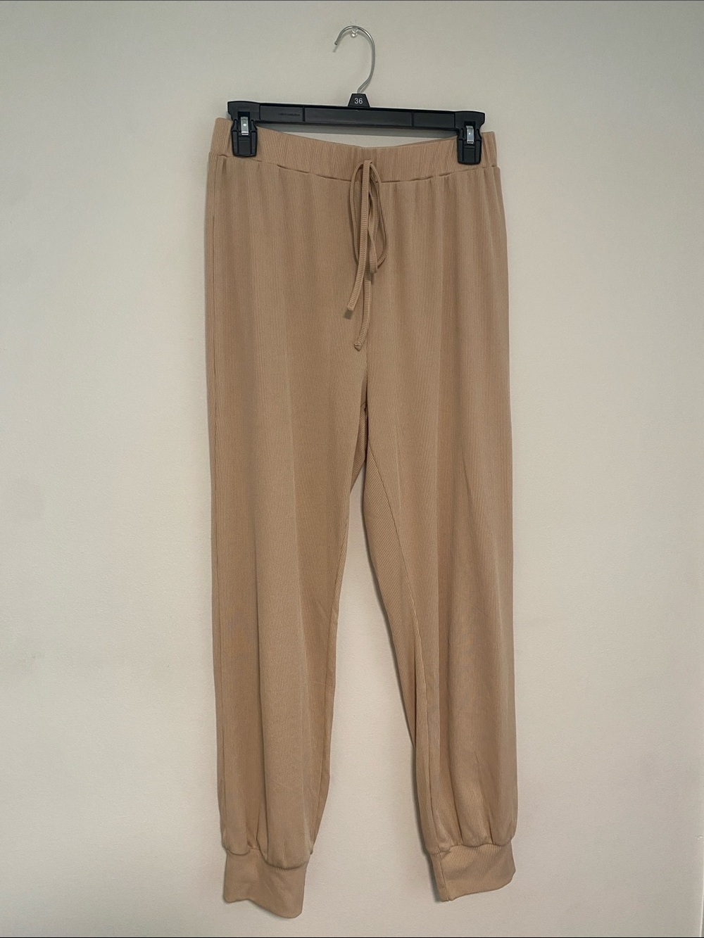 Pink Lily Tan Drawstring Joggers